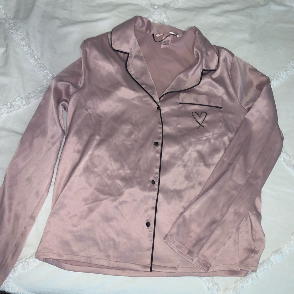 Victoria secret, button down satin pj top
